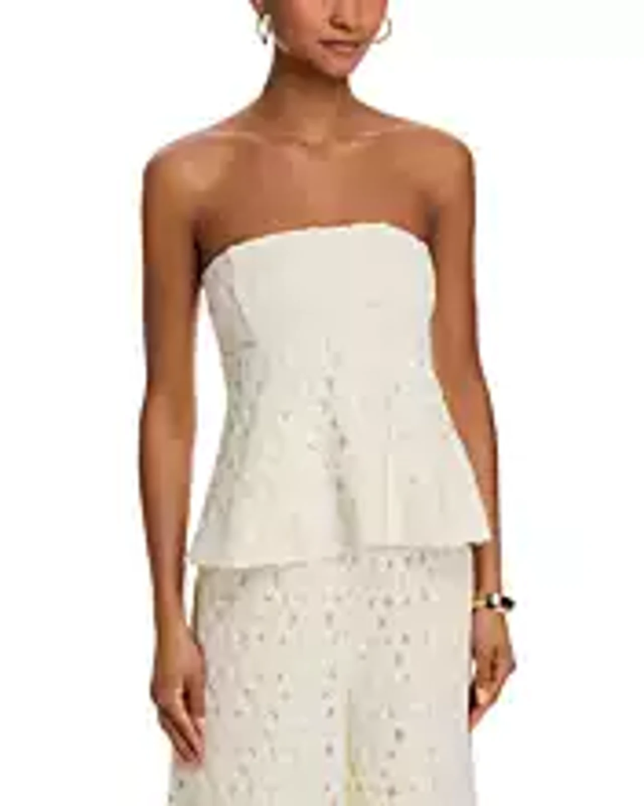 Line & Dot Crochet Cream Bowen Strapless Top Size L Nwt